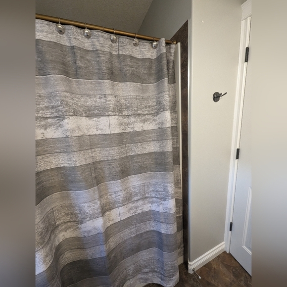 Bouclair gray scale cloth shower curtain 12 grommets & liba USA liner new! - Picture 3 of 16